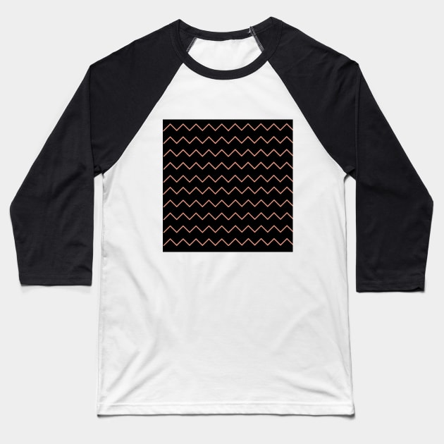 Black zigzag pattern Baseball T-Shirt by Shineyarts